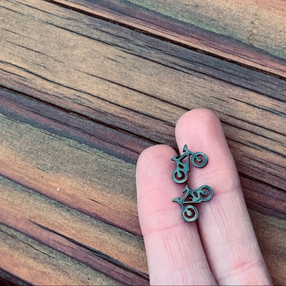 BIKE BLACK Stainless Steel Stud Earrings with Gift Bag - Picture 3 of 4